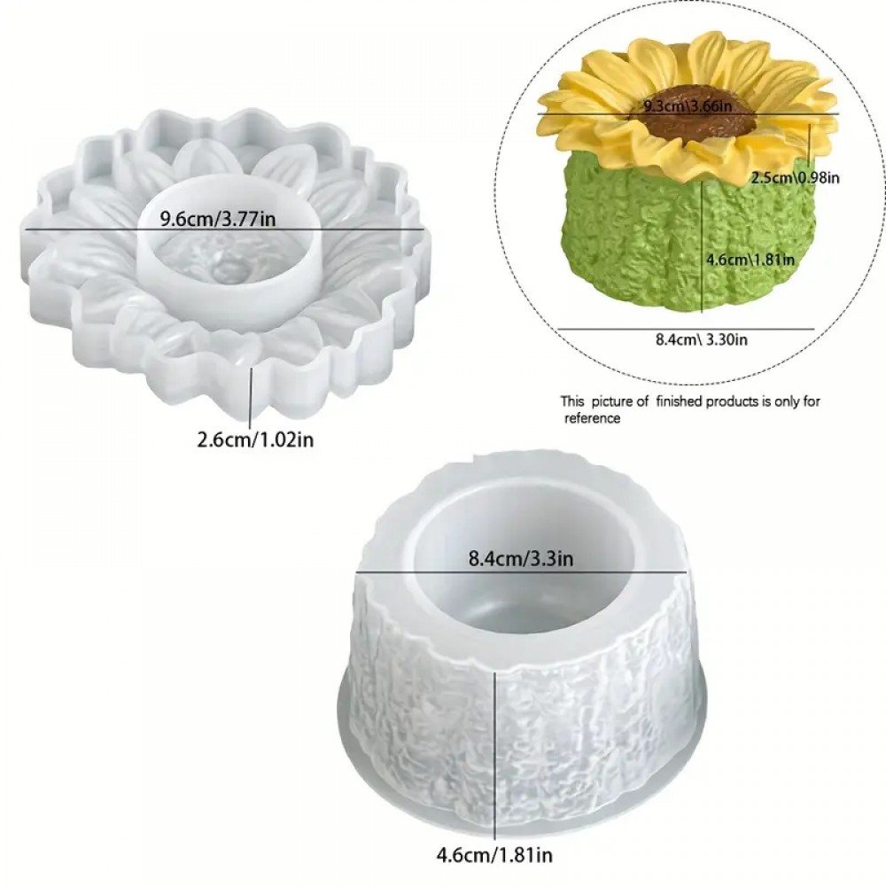 YY5968 Ayçiçeği Model Mumluk Silikon Kalıp